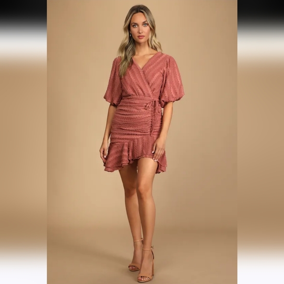 Lulus Dresses & Skirts - Lulu's Dusty Rose Dress-Ruched-Asymmetrical